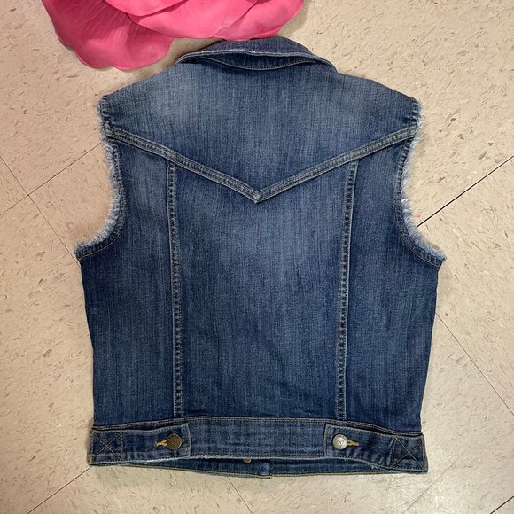 VINTAGE‎ GUESS JEANS Womens Sz Small Blue Button Front Denim Vest - Picture 5 of 9